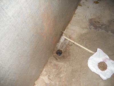 Open sewer at floor 